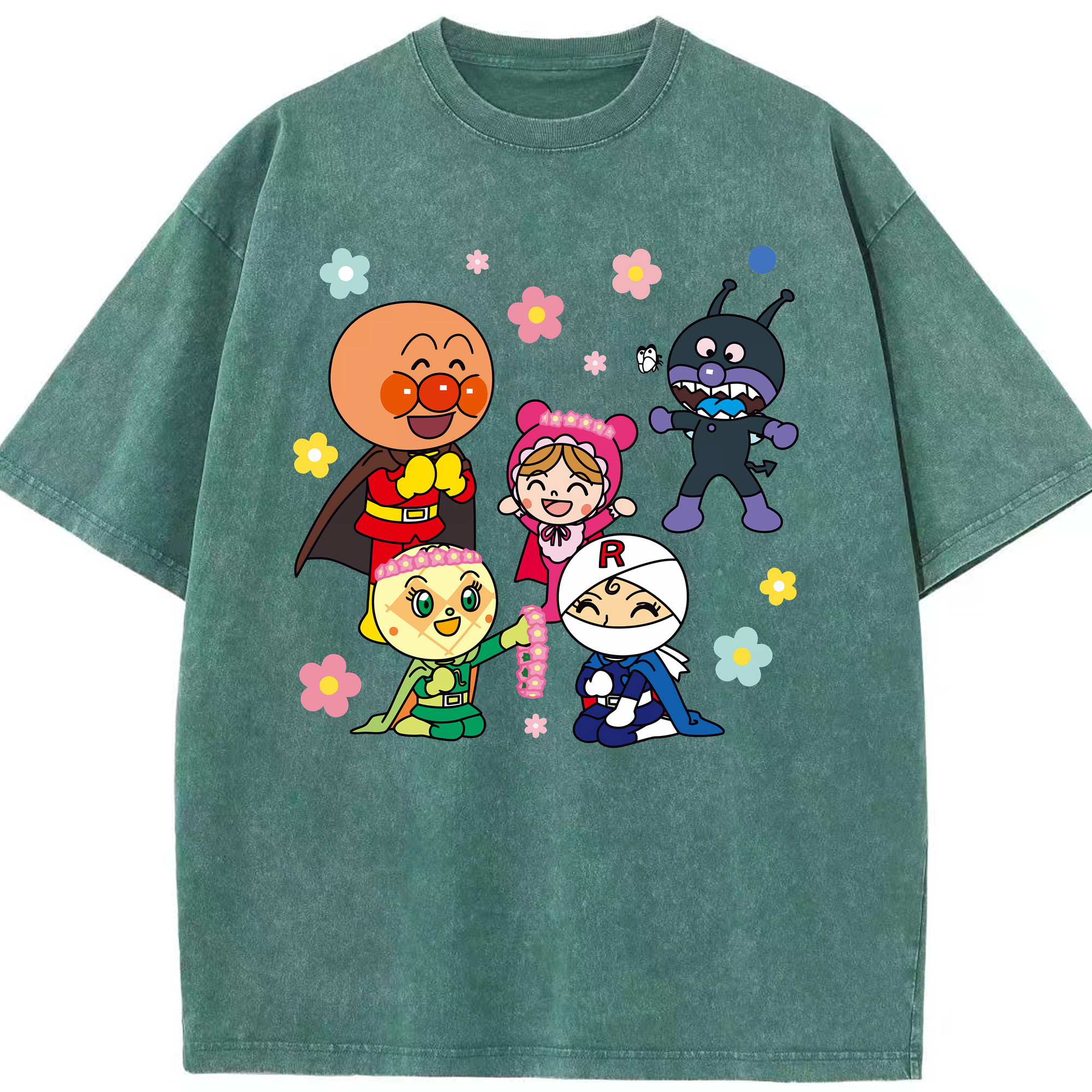 （画像用） アンパンマン Anpanman 綿100% ヴィンテージ風 半袖Tシャツ（フロントプリント）